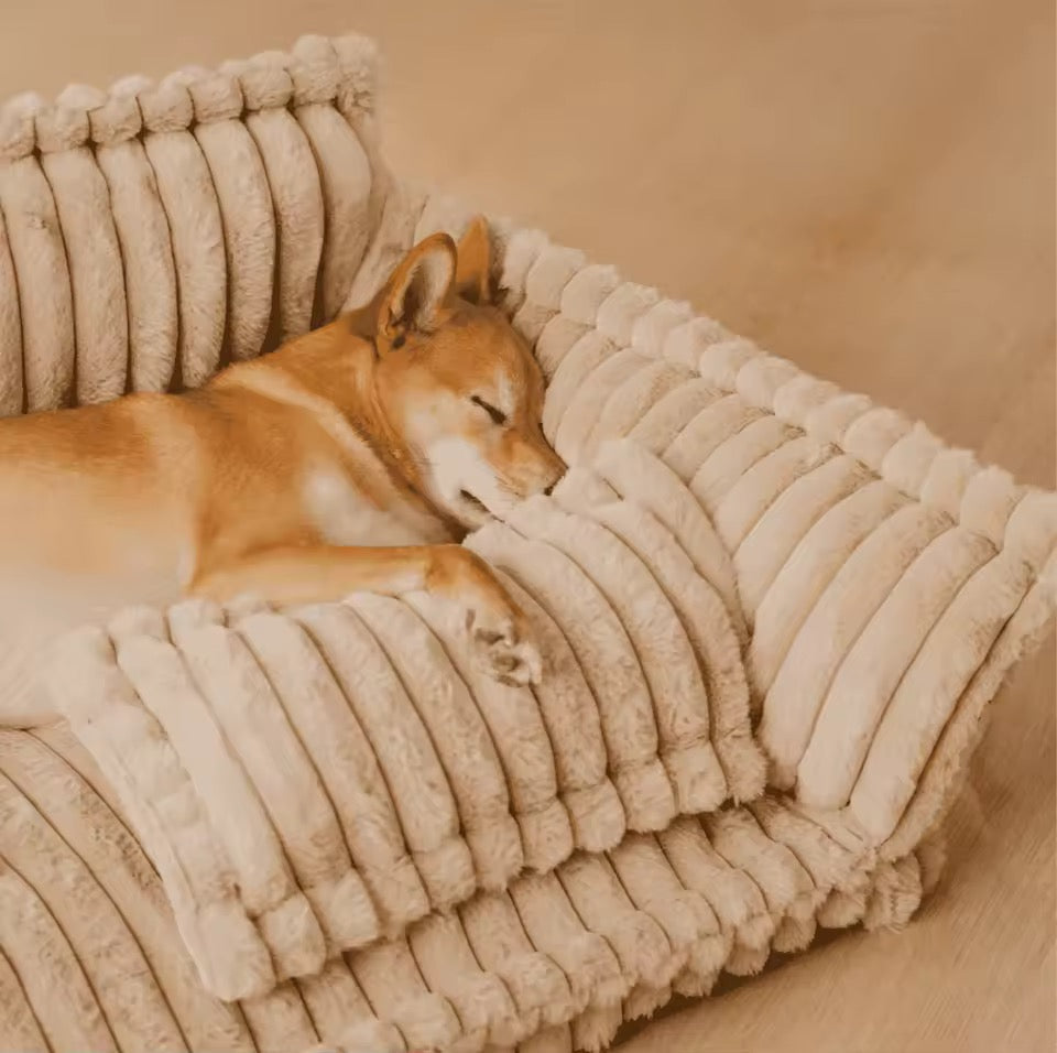 Orthopedic dog bed with elevated headrest – view 4