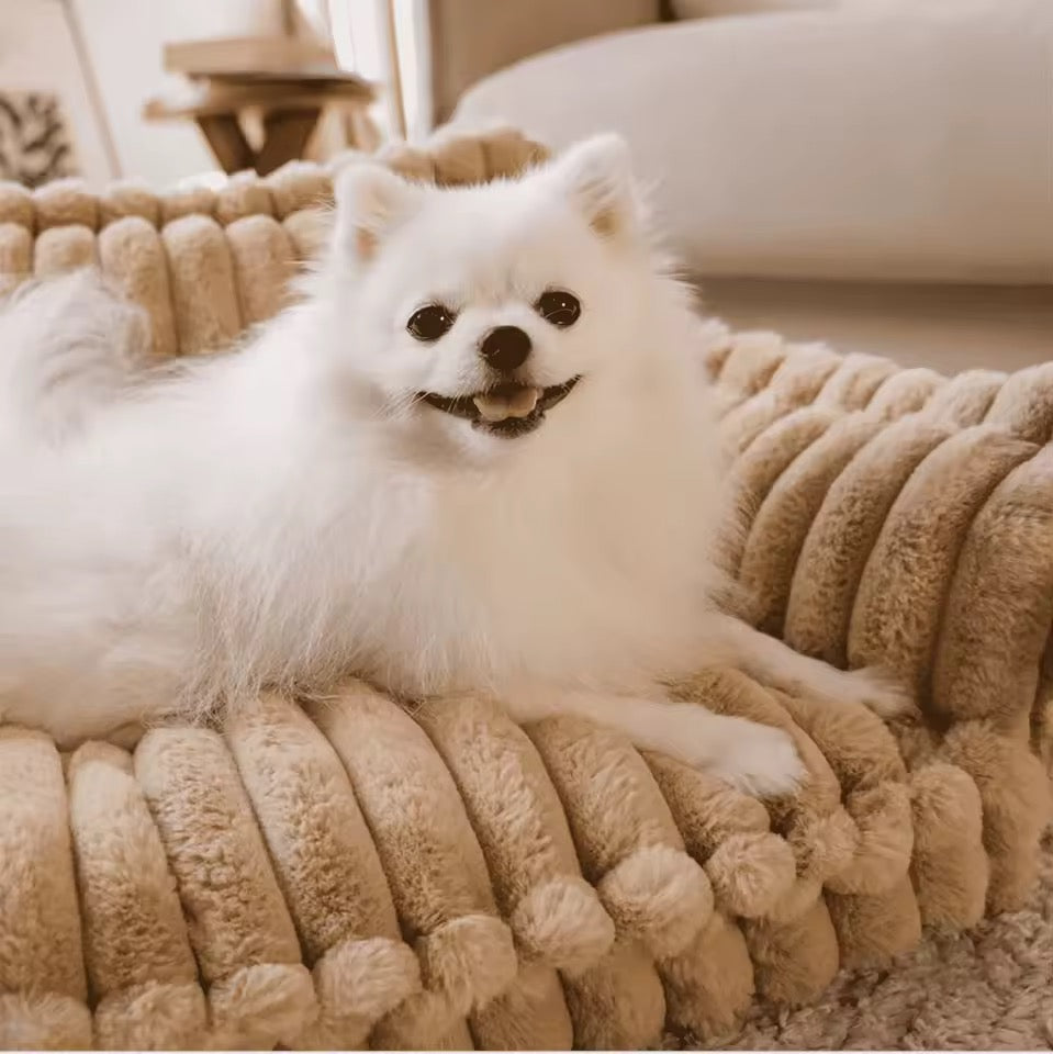 Orthopedic dog bed with elevated headrest – view 8