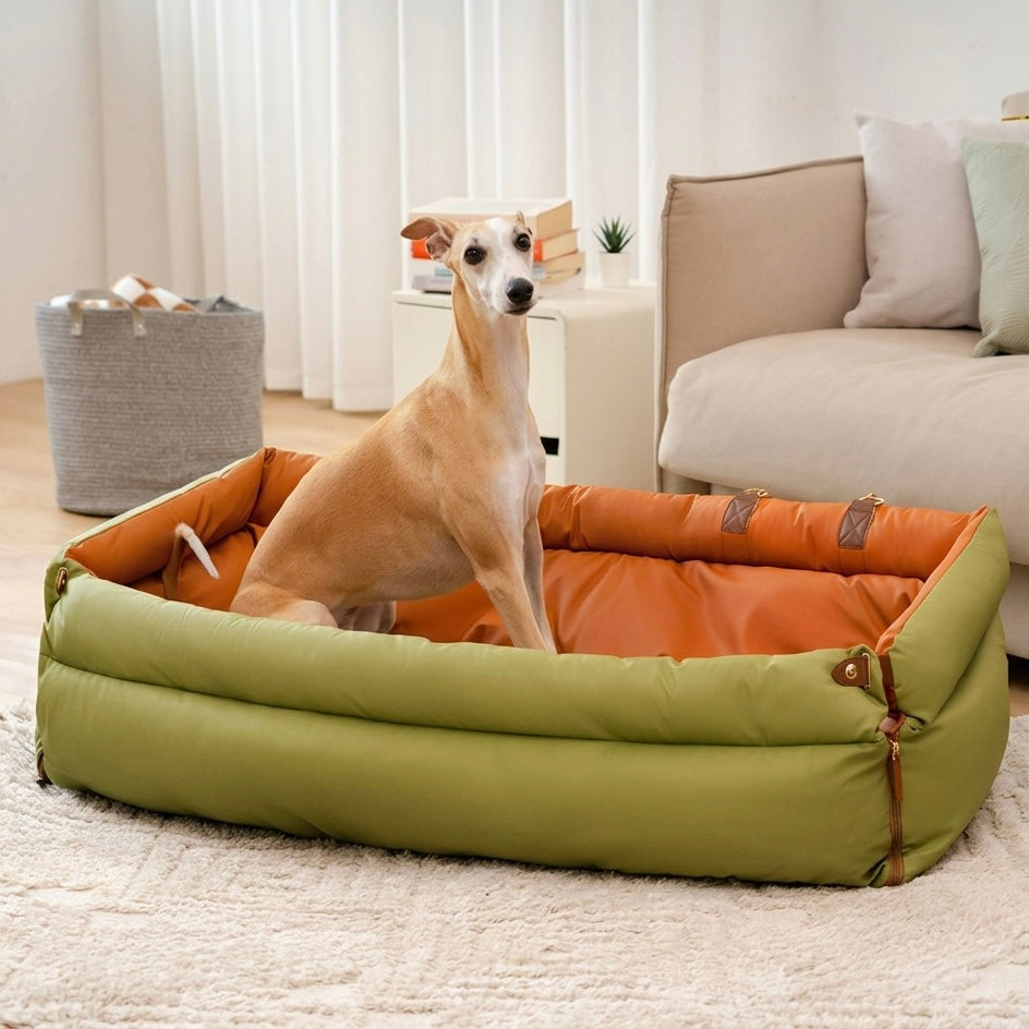 Faux leather dog car seat booster with plush padding – view 6