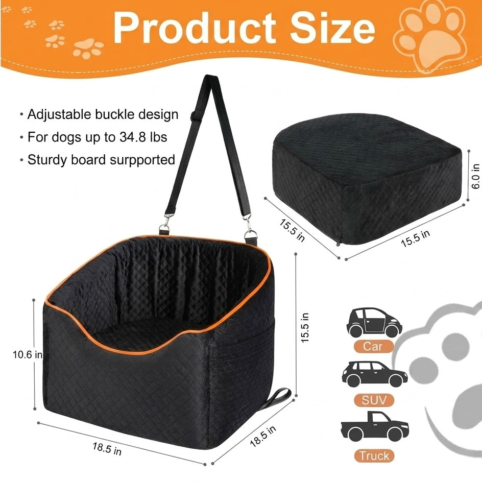 Elevated dog booster car seat with safety belt – view 7