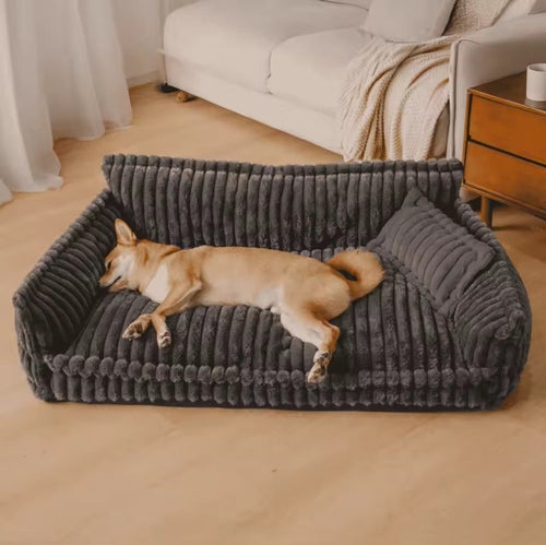 Orthopedic dog bed with elevated headrest – view 2