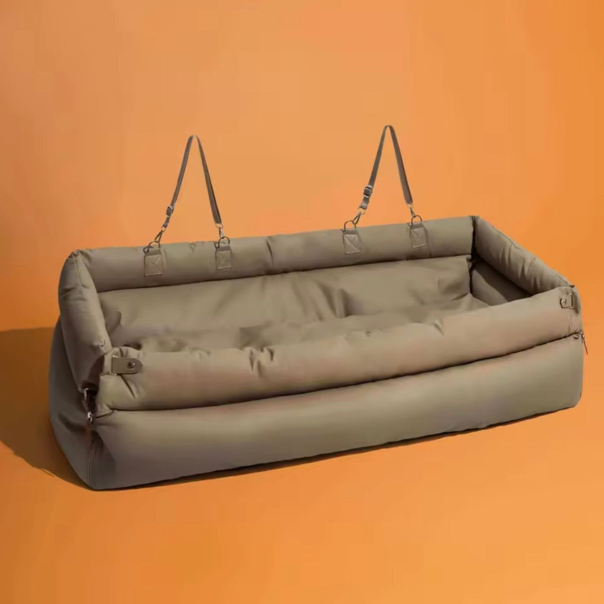 Faux leather dog car seat booster with plush padding – view 13
