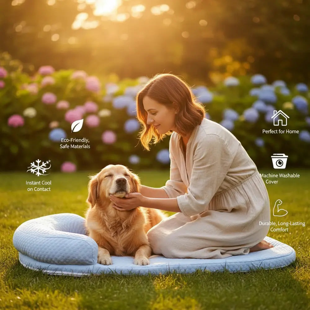 Orthopedic cooling dog bed with gel foam – view 12