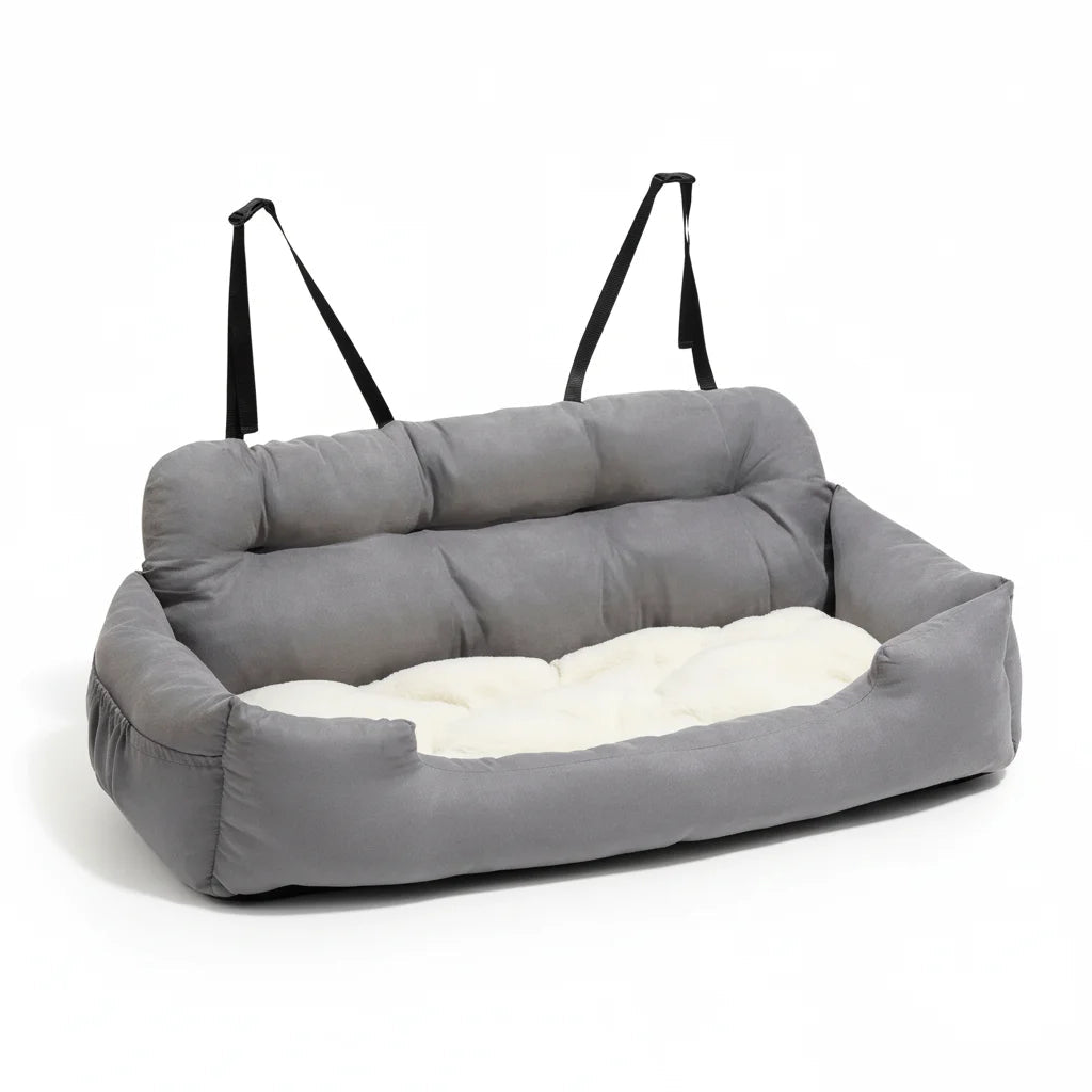 Adjustable dog car seat with safety straps – view 2