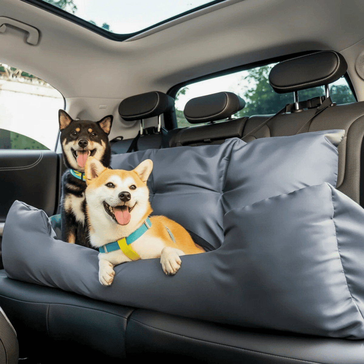 Adjustable dog car seat with safety straps – view 4