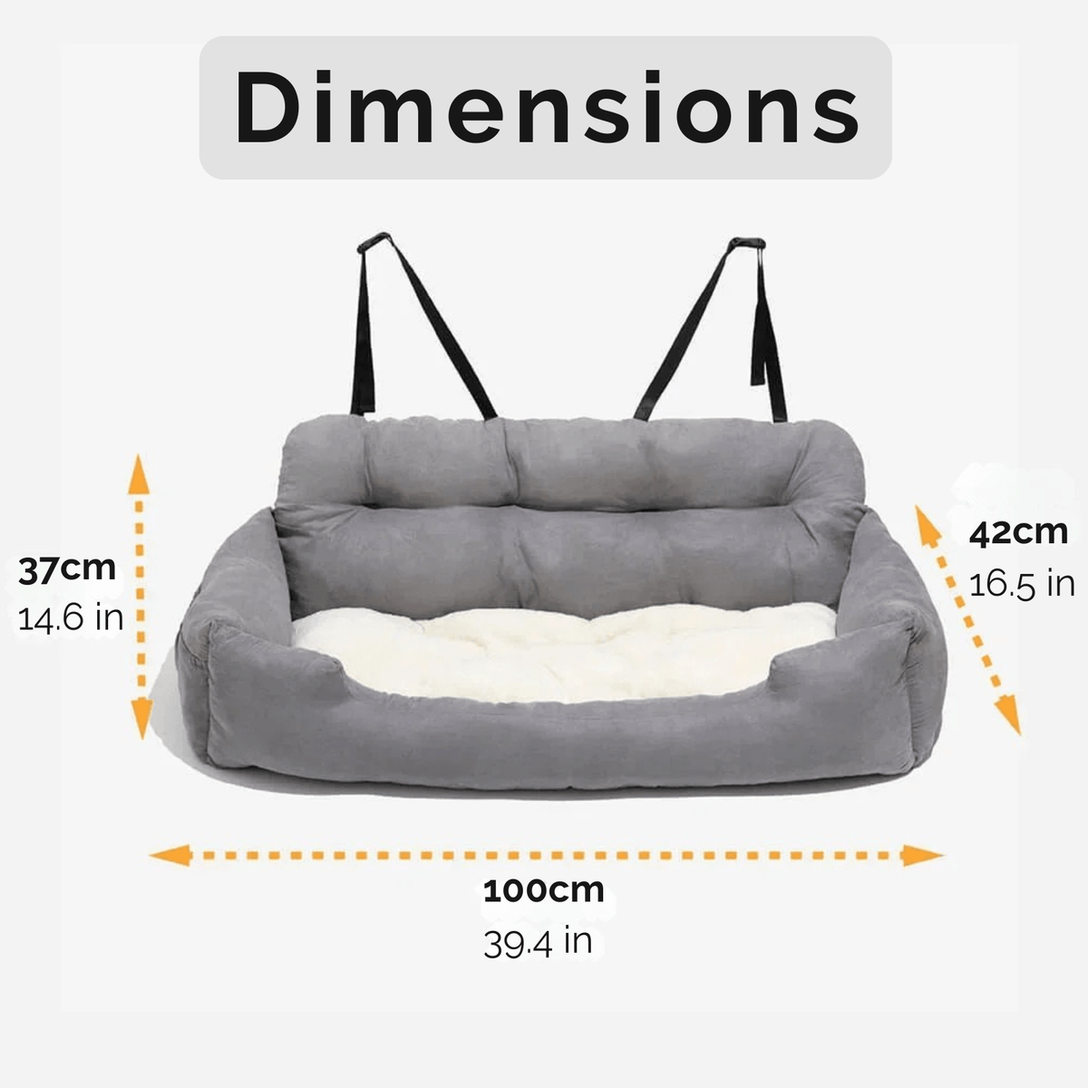Adjustable dog car seat with safety straps – view 6