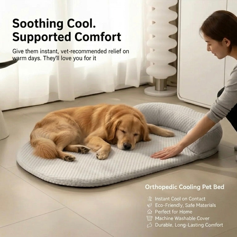 Orthopedic cooling dog bed with gel foam – view 5