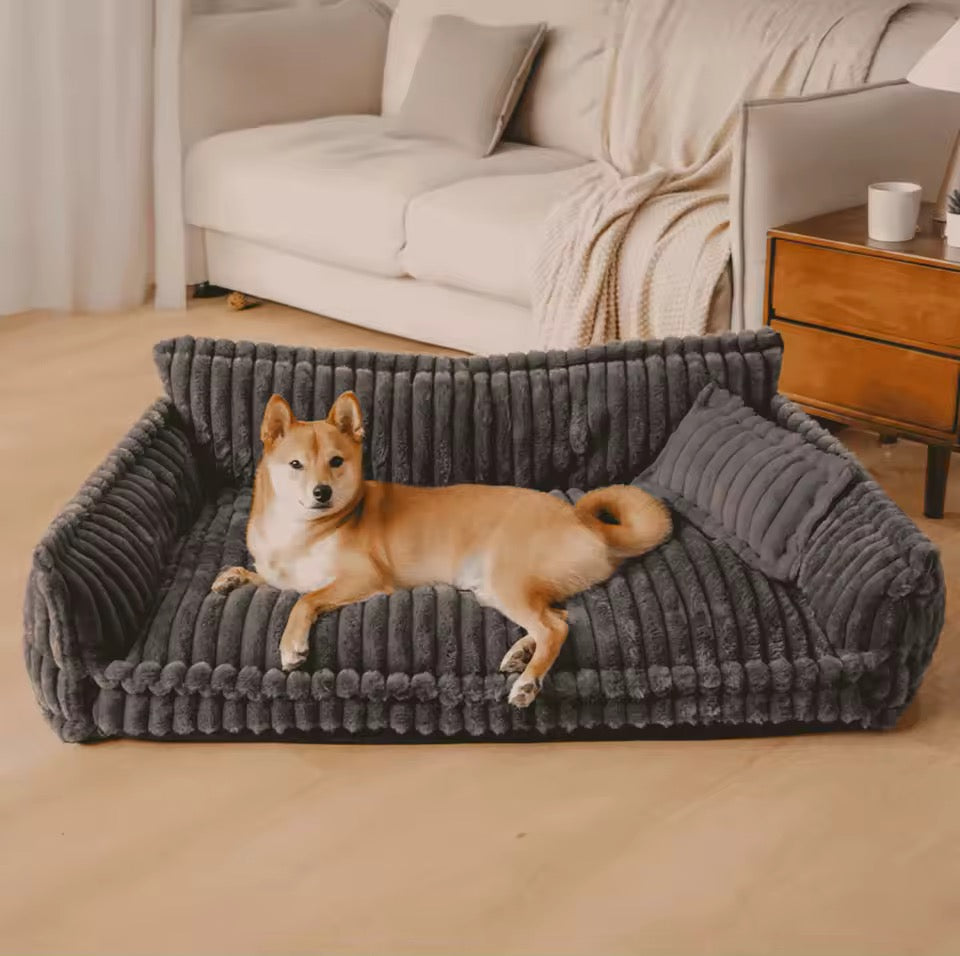 Orthopedic dog bed with elevated headrest – view 7
