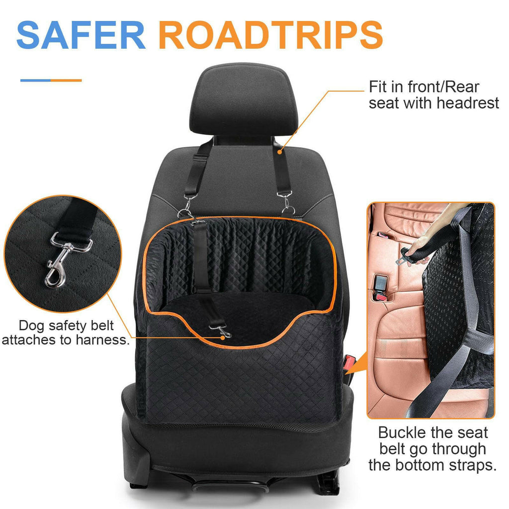 Elevated dog booster car seat with safety belt – view 6