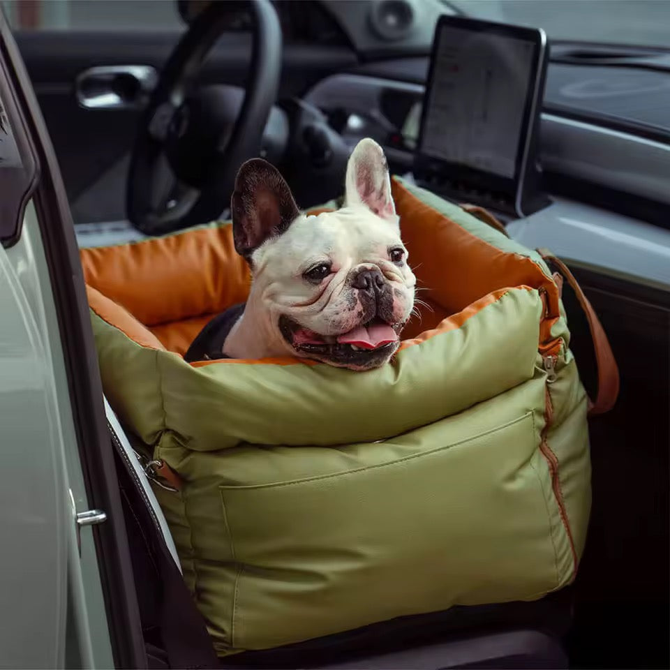 Plush dog car seat with safety belt, water-repellent – view 19