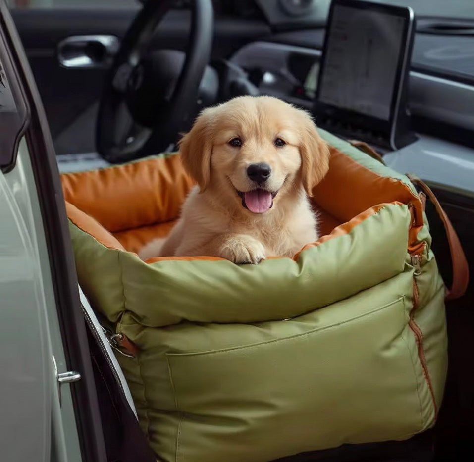 Plush dog car seat with safety belt, water-repellent – view 4