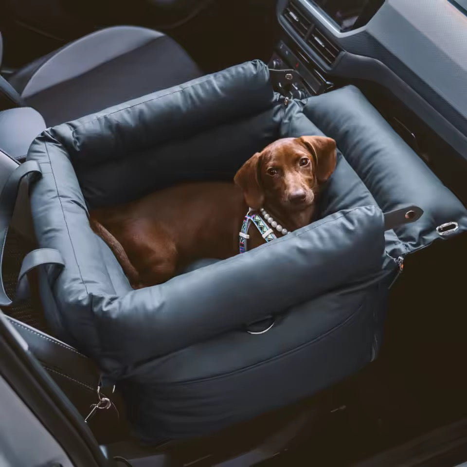 Plush dog car seat with safety belt, water-repellent – view 10